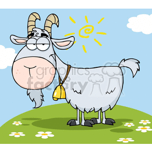 4361-Goat-Cartoon-Character-On-A-Hill clipart.