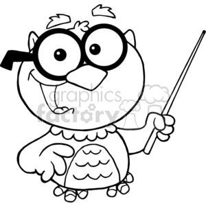 clipart - 4289-Owl-Teacher-Cartoon-Character-With-A-Pointer.