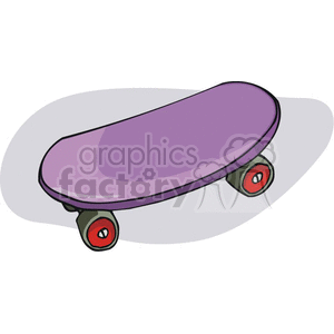 Cartoon purple skateboard  clipart.