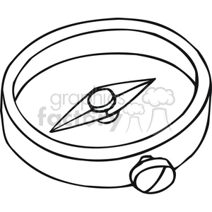Black and white outline of a simple compass clipart.