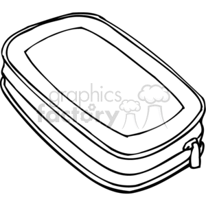 Black and white outline of a pencil container with zipper  clipart.