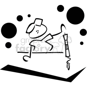 Black and white outline of student learning  clipart.