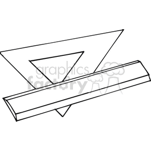 Black and white outline of a triangle and ruler  clipart. Commercial use icon # 382728