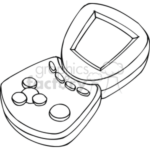 Black and white outline of a game system  clipart.