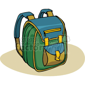 Cartoon backpack with padded straps clipart.