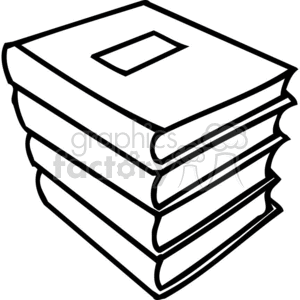 clipart - Black and white stack of school books.