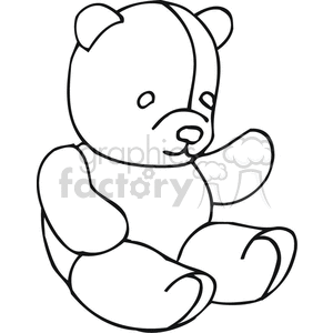 clipart - Black and white outline of a teddy bear .