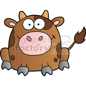 cute cartoon brown cow