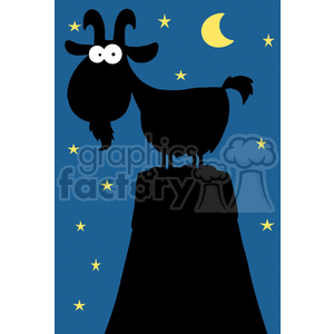 cartoon funny characters vector animals goat night moon