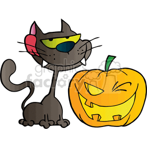 clipart - cat and pumpkin.