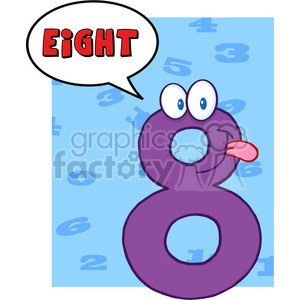 clipart - 5018-Clipart-Illustration-of-Number-Eight-Cartoon-Mascot-Character-With-Speech-Bubble.