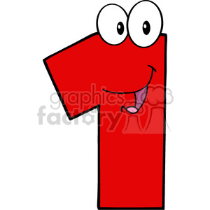cartoon funny education school learning numbers character happy one 1 red