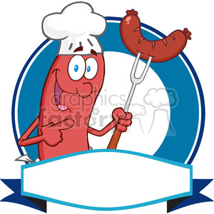 Sausage Cartoon Mascot Logo clipart.