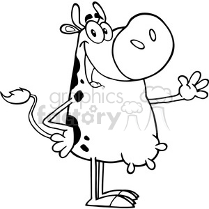 Happy Cow Cartoon Mascot Character Waving For Greeting clipart. Commercial use image # 386595