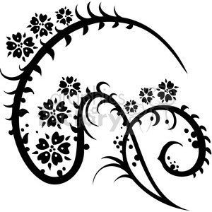 Chinese swirl floral design 032 clipart.