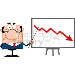 Royalty Free Angry Business Manager With Pointer Presenting A Falling Arrow clipart. Commercial use image # 386842