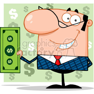 RF Smiling Business Manager Holding A Dollar Bill clipart. Royalty-free image # 386922