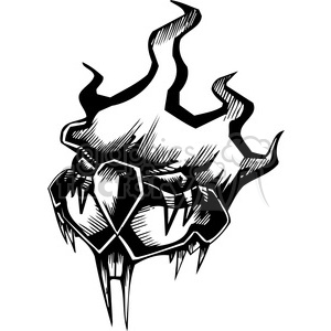 vinyl-ready black+white tattoo design animals creatures agressive wild flaming head mad