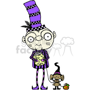Bug Eyed Halloween Man Dog Pumpkin in color clipart. Royalty-free image # 387594