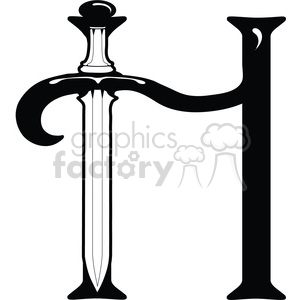 Letter H Sword clipart. Commercial use image # 387712