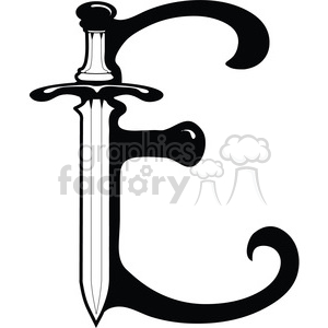 cartoon cute sword letters letter e