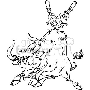 clipart - black white bullfight cartoon.