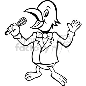 clipart - black and white bird singer.
