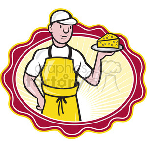 cheese maker holding chunk of cheese clipart.