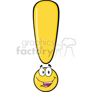 6278 Royalty Free Clip Art Happy Yellow Exclamation Mark Cartoon Character clipart. Royalty-free image # 389338