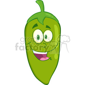 6770 Royalty Free Clip Art Smiling Green Chili Pepper Cartoon Mascot Character clipart.