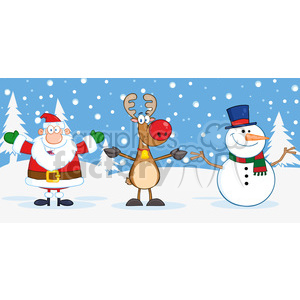 cartoon funny christmas holidays santa reindeer snowman snow