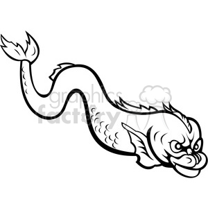 clipart - angry eel black and white.