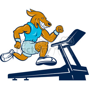 cartoon retro treadmill fitness dog running exercise