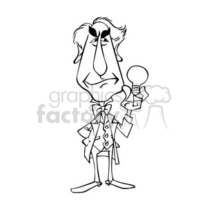 Thomas Alva Edison bw cartoon caricature clipart. Royalty-free image # 391738