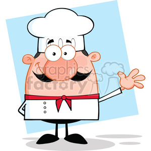 6832_Royalty_Free_Clip_Art_Cute_Little_Chef_Cartoon_Character_Waving_For_Greeting clipart. Royalty-free image # 393131