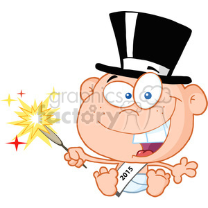 Royalty Free RF Clipart Illustration New Year Baby Cartoon Character clipart.