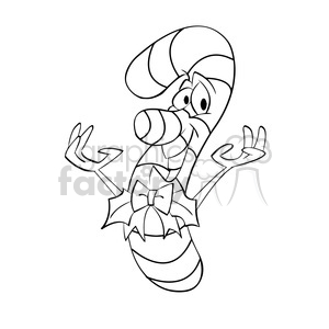 candy cane black white character clipart.