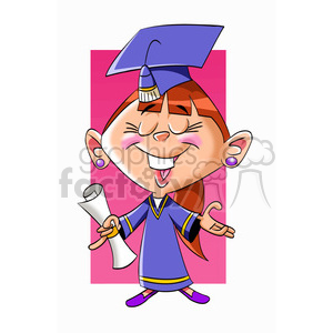 clipart - vector cartoon girl graduation.