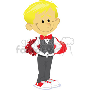 boy holding valentine gifts vector clipart.