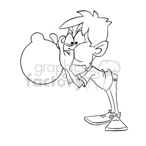 black and white image of boy blowing bubble gum bubble nino inflando globo negro clipart. Commercial use image # 394030