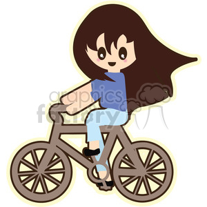 Girl Bike cartoon character illustration clipart. Commercial use image # 394140