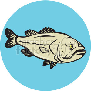 clipart - LARGEMOUTH BASS FISH side CIRC.