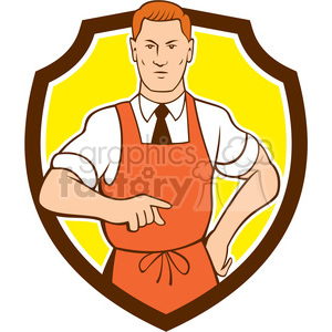 cook pointing front SHIELD clipart.