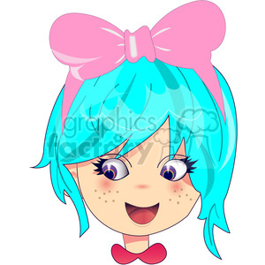 Cartoon girl with blue hair clipart. Commercial use image # 394671