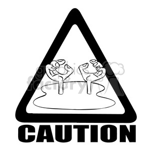 caution sign flooding black and white clipart. Commercial use image # 395087