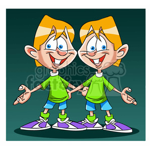 cartoon boy twins clipart.