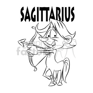 sagittarius horoscope cartoon black and white clipart. Commercial use image # 395127
