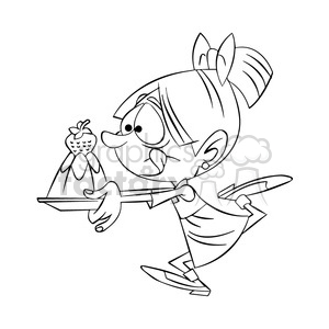cartoon funny silly comics character mascot mascots girl child kid running diet snack food dessert ice+cream black+white