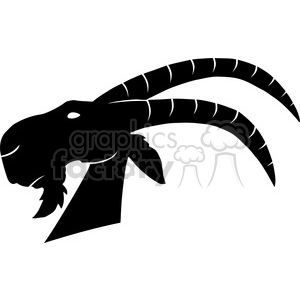 clipart - Royalty Free RF Clipart Illustration Goat Head Monochrome Vector Illustration Isolated On White Background.