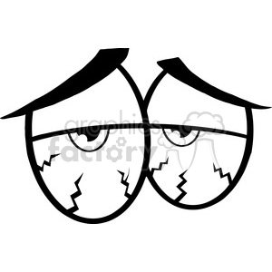 clipart - Royalty Free RF Clipart Illustration Black And White Sick Cartoon Eyes.
